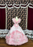 Vintage Pink Satin Tulle 3D Flowers Off-the-shoulder Sweet 16 Quinceanera A-Line Evening Dress Ball Gown HZ1024