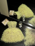 Fashion Yellow Sequined Strapless A-Line Veil Design Tulle Party Dress Homecoming Dress HZ1024