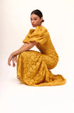 Special Yellow V-neck Lace Short Sleeve Mermaid Evening Dress Prom Dress HZ1024