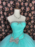 Gorgeous Shiny Beaded Sweet 16 Quinceanera Strapless A-Line Floor-length Prom Dress Evening Dress Ball Gown HZ1024