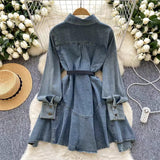 Vintage Couture Loose Waisted Denim Dress HZ1024