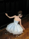 Gorgeous Shiny Light Blue Sequined A-Line Strapless Design Tiered Party Dress Homecoming Dress HZ1024