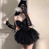 Gothic Lace Spaghetti Strap A-Line Sweetheart Short Lace-up Halloween Costume HZ1024