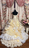 Vintage Applique Ruffles Strapless Sweet 16 Quinceanera A-Line Evening Dress Ball Gown HZ1024