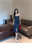 Fashion Sexy Design Slim Denim Spaghetti Strap Dress HZ1024
