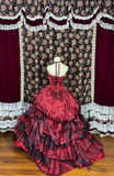 Gorgeous Burgundy Satin Sweet 16 Quinceanera Strapless A-Line Floor-length Prom Dress Birthday Dress Evening Dress Ball Gown HZ1024