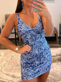 Vintage Sequined Bodycon Design Cocktail Dress Short Homecoming Dress HZ1024