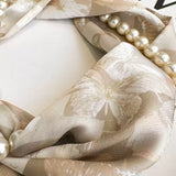 Simple Vintage Butterfly Pattern Design Magnetic Buckle Pearl Soft Silk Scarf HZ1024