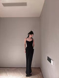 Simple Black Mermaid Design Heart-shaped Collar A-line Sleeveless Spaghetti Strap Dress HZ1024