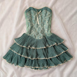 Vintage Green Beaded Design Elegant Sleeveless Strapless Tiered Homecoming Dress HZ1024