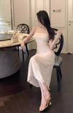 New Elegant Embroidery Design Spaghetti Strap Dress HZ1024