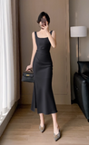 Vintage Simple Design Slim Spaghetti Strap Dress HZ1024