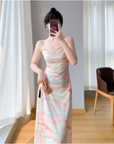 Simple Fashion Colorful Design Slim Spaghetti Strap Dress HZ1024