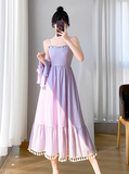 New Simple Elegant Cardigan Design Spaghetti Strap Dress HZ1024