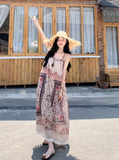 New Fashion Bohemian-style Print Design A-line Sleeveless Spaghetti Strap Dress HZ1024