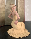 Simple Fashion Sleeveless Mermaid Design A-line Spaghetti Strap Dress HZ1024
