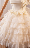 Charming Champagne Lace-edge Off-the-shoulder Design Mesh Tiered Homecoming Dress HZ1024