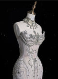 Vintage Sparkling Beaded Mermaid Design Strapless Princess Wedding Dress HZ1024