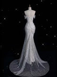 Elegant Sparkling Sequin Mermaid Design Off-the-shoulder Princess Wedding Dress HZ1024