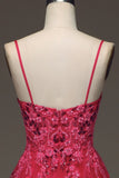 Spaghetti Straps A Line Red Prom Dress with Appliques HZ1024