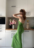 Simple Green Mermaid Bodycon Spaghetti Strap Sleeveless Maxi Dress HZ1024