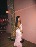 Sexy Pink Mermaid Spaghetti Strap V Neck Printed Ball Gown Evening Dress HZ1024