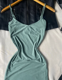 Simple Green Mermaid Spaghetti Strap Bodycon Ankle Length Ball Gown Evening Dress HZ1024