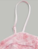 Charming Pink Strap Slit Floral Dress Homecoming Gown HZ1024