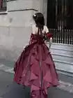 Retro red halterneck sleeveless chiffon tutu skirt HZ1024