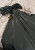 Elegant Grey A-line Off-shoulder Simple Ball Gown Evening Dress HZ1024