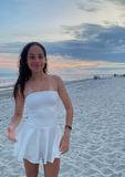 Simple White A-line Off-the-shoulder Sleeveless Strapless Short Homecoming Dress HZ1024