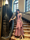Purple Satin Straps Mermaid Long Formal Dress, Purple Prom Dress Evening Dress HZ1024