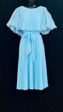 Elegant blue A-line ankle length pleated formal prom dress evening gown HZ1024