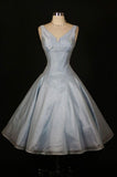 Simple Blue A-line V-neck Sleeveless Mini Party Dress Homecoming Dress HZ1024