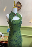 Elegant Green Mermaid Sleeveless Slit Hollow Ball Gown Evening Dress HZ1024