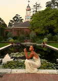 Simple Champagne Strap Sequin Mermaid Backless Ball Gown Evening Dress HZ1024