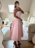 Sexy Pink A-line Strapless Long Ball Gown Evening Dress HZ1024