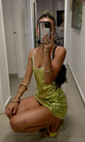 Sparkling Strapless Green Low Neck Sleeveless Mini Ball Gown HZ1024