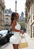 Sweet Pink Off Shoulder Sleeveless Mini Birthday Party Dress Homecoming Dress HZ1024