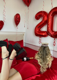 20th Birthday Sexy Red Spaghetti Strap V Neck Velvet Bodycon Mini Birthday Party Dress Prom Dress HZ1024