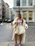 Chic Tutu Embroidery Strapless Ivory Short Ball Gown Party Dress HZ1024