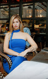 Sapphire Blue Strapless Sleeveless Elegant Mermaid Formal Prom Dress Evening Gown HZ1024