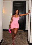 Sexy Pink Halter Neck Sleeveless Sleeveless Bodycon Mini Prom Dress Party Dress HZ1024
