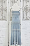 Spaghetti Strap Sleeveless Simple Blue Sequin Mermaid Prom Dress Evening Dress HZ1024
