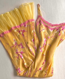 Vintage Yellow Halter Printed Chiffon Mermaid Prom Dress Evening Dress HZ1024