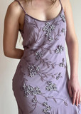 Vintage Purple Strapless Beaded Backless Chiffon Prom Dress Evening Dress HZ1024
