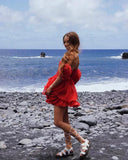 Cute Red Off-the-shoulder Short A-Line Party Dress Cocktail Dress Homecoming Dress HZ1024