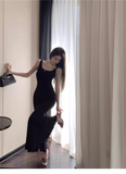 New Back Butterfly Cutout Design Slim Mermaid Spaghetti Strap Dress HZ1024