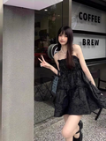 Simple Crystal Diamond Strappy Design A-line Sleeveless Spaghetti Strap Dress HZ1024