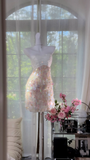 Gorgeous Princess Sequin Strapless Sheath Elegant Chiffon Homecoming Dress Evening Dress Prom Dresses HZ1024